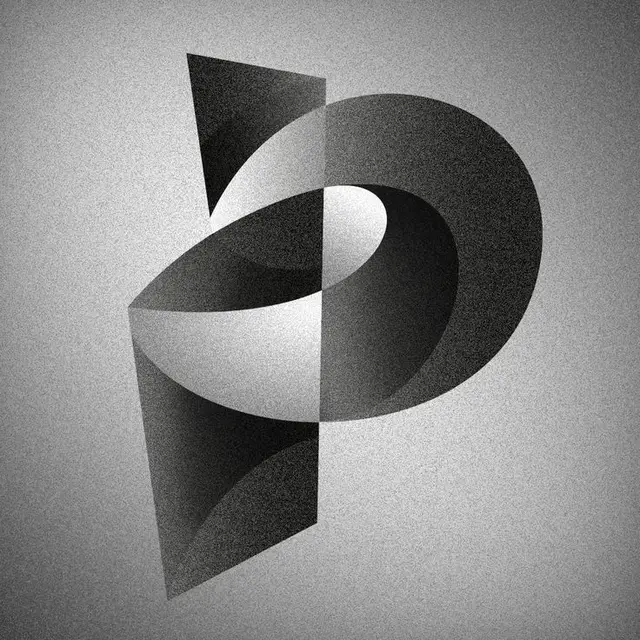 Monochrome geometric study: twisted ribbon and intersecting planes