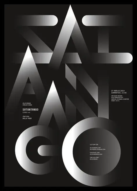 Satantango — Monochrome Metallic Typographic Film Poster (27 Aralık 2014)