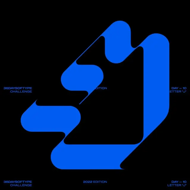 36 Days of Type — Stylized Blue Letter J on Black