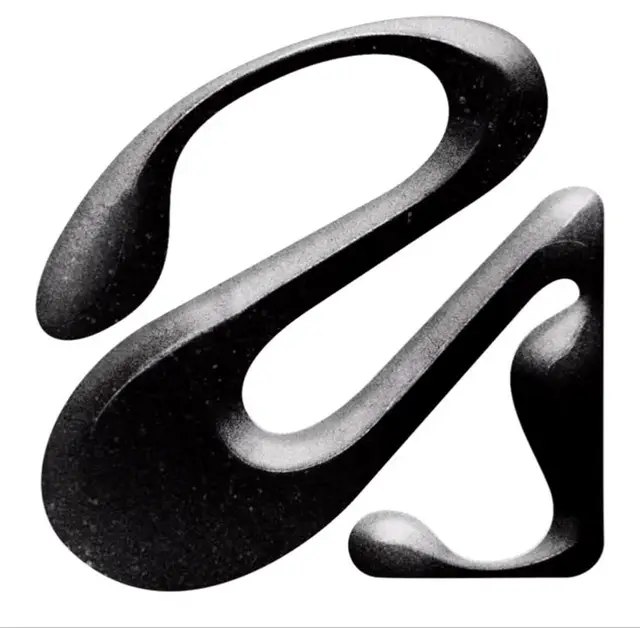 Glossy Black 3D Sculptural Letterform — Lowercase 'a'