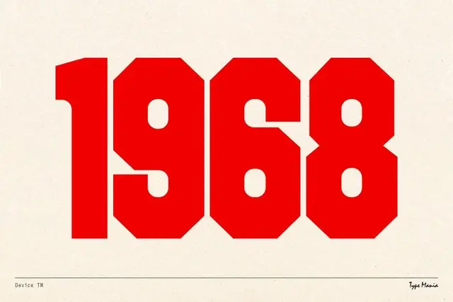 1968 — Bold Geometric Red Numerals on Cream Poster