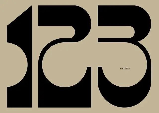 Oversized Black 1‑2‑3 Numerals on Beige Poster