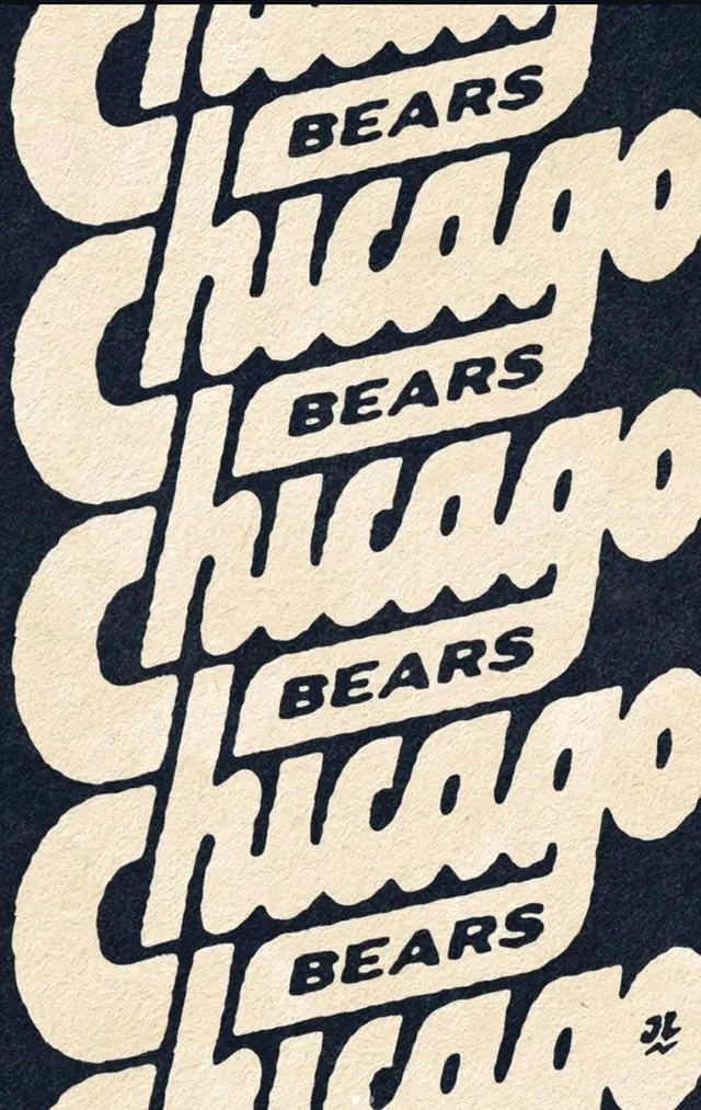 Retro repeating 'BEARS' typographic pattern on textured paper