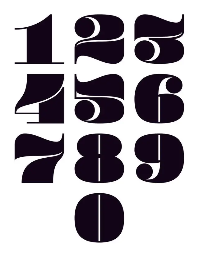 High‑Contrast Display Numerals — Black & White Typographic Specimen
