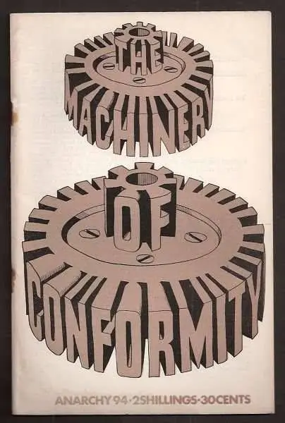 The Machinery of Conformity — Anarchy 94 cover (gear typography)