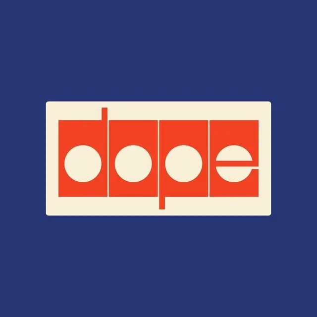Retro geometric "dope" wordmark badge (mid-century style)