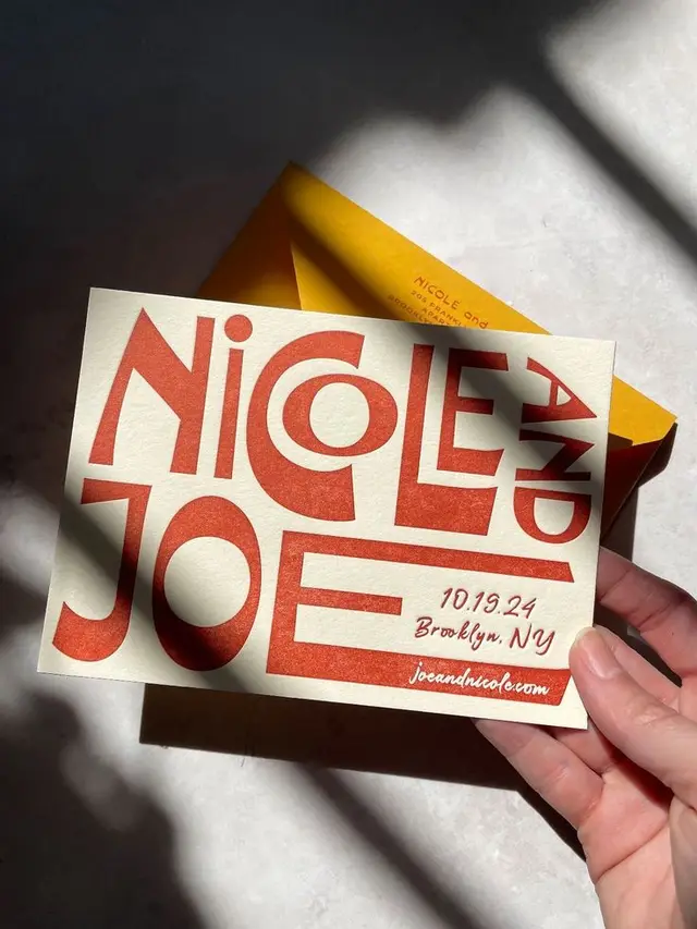 Bold Geometric Wedding Invitation — "Nicole and Joe" Save-the-Date (10.19.24, Brooklyn NY)