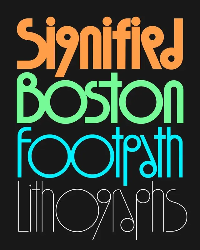 Retro geometric poster — "Signified Boston Footpath Lithographs"