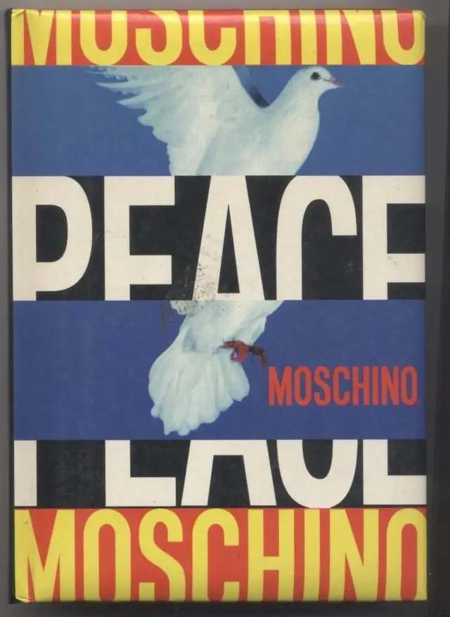 Moschino 'PEACE' graphic poster/packaging with white dove