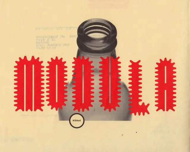 Vintage printed spec page showing ribbed glass bottle neck with red profile overlays