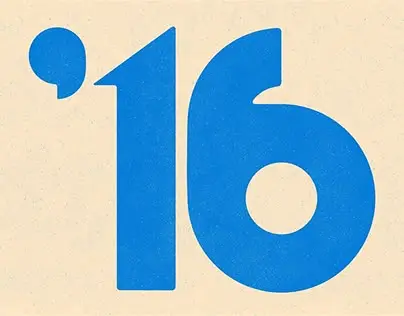 Bold Blue '16 Typographic Poster on Textured Paper