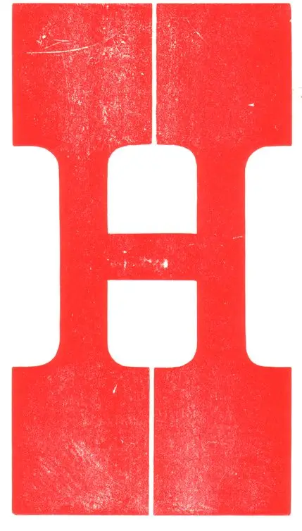 Bold Distressed Red Letter H — Vintage Letterpress Style
