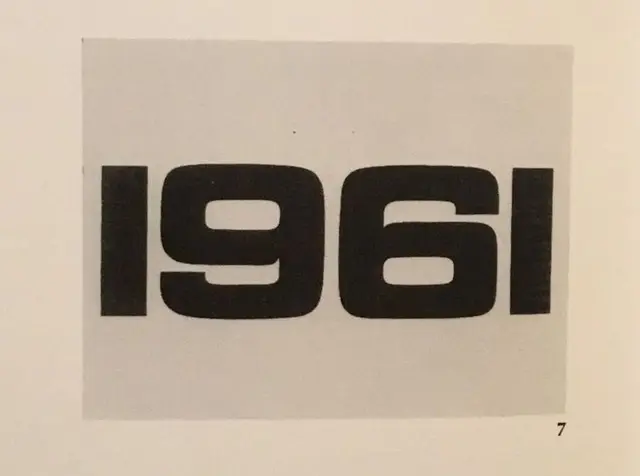 Bold black numerals "1961" on vintage book page (page 7)