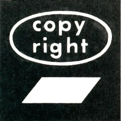 Vintage monochrome copyright mark with oval and parallelogram