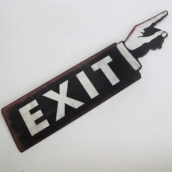 Vintage Metal EXIT Sign with Pointing Hand