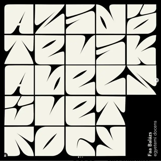 Modular geometric display type — cream tile grid on black (Faa Balázs)