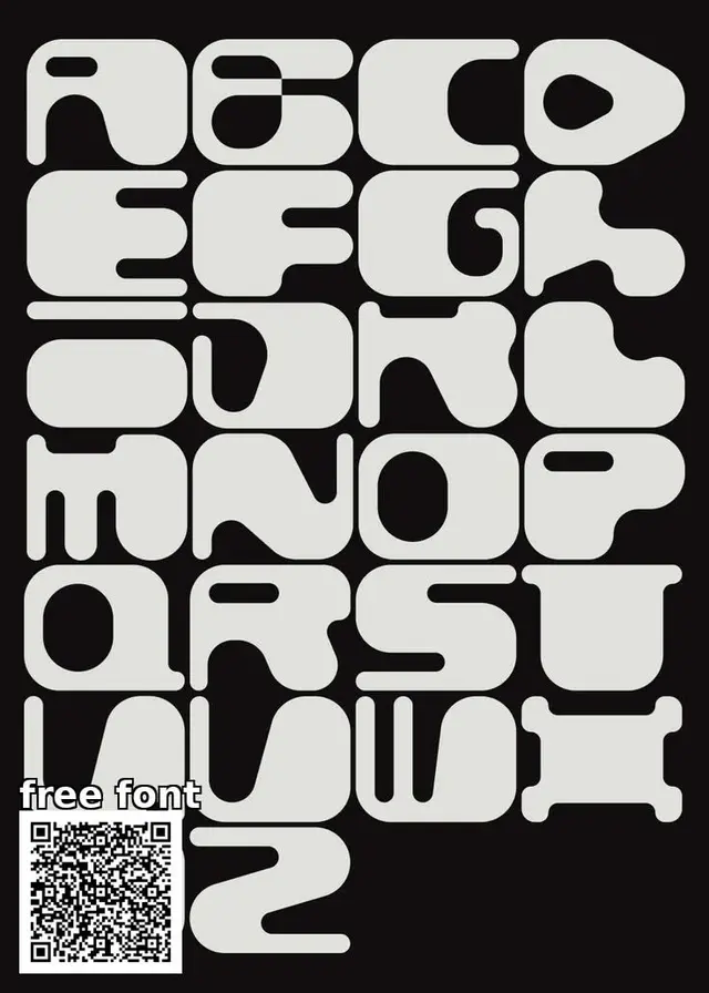 Modular Rounded Alphabet Poster — Free Font with QR Code