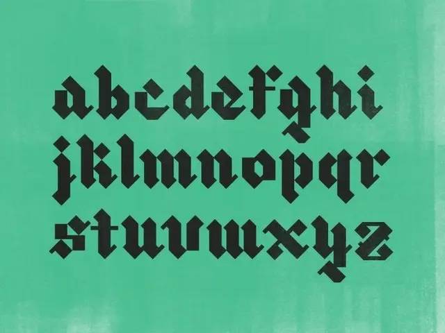 Lowercase Blackletter Alphabet on Textured Teal Poster