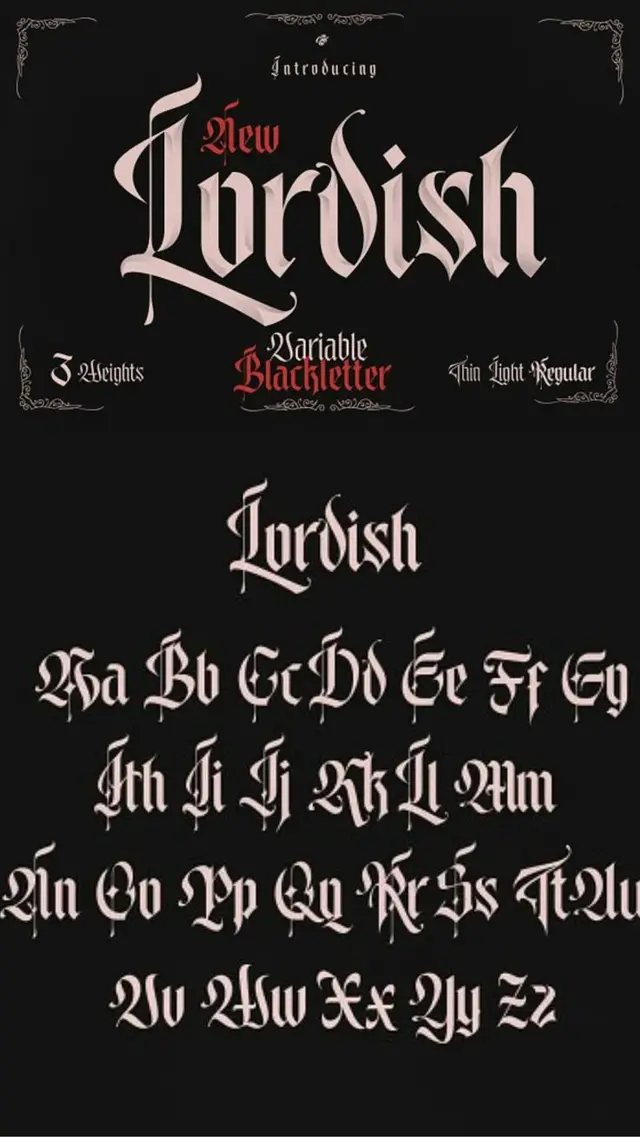 Lordish — Variable Blackletter Typeface Specimen