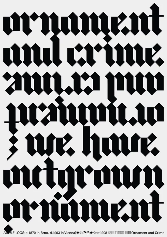 Ornament and Crime — Blackletter Typographic Poster (Adolf Loos)