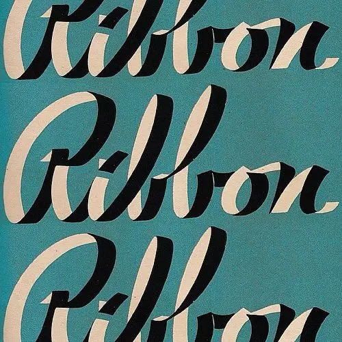 Stacked hand-lettered "Ribbon" poster on teal background