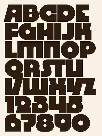 Bold Geometric Display Alphabet Poster — Dark Brown on Cream