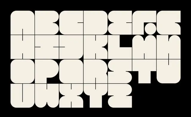 Modular Geometric Display Alphabet — Cream on Black