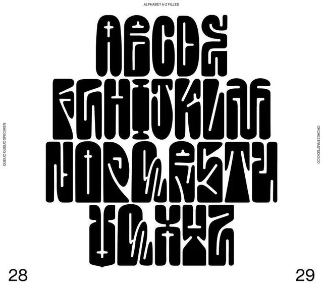 Black filled modular alphabet poster — uppercase A–Z