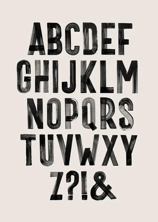 Hand-painted Brushstroke Uppercase Alphabet Poster