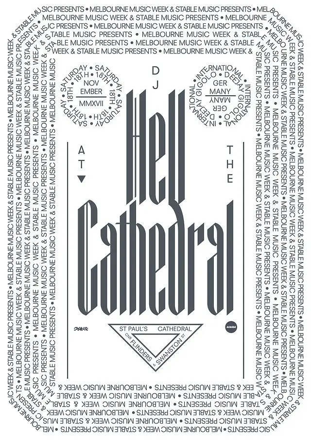 Melbourne Music Week poster — "Cathedral" event at St Paul's Cathedral