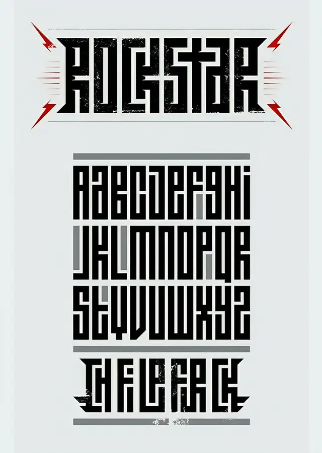 Geometric Condensed Display Typeface Poster with 'ROCKSTAR' Wordmark