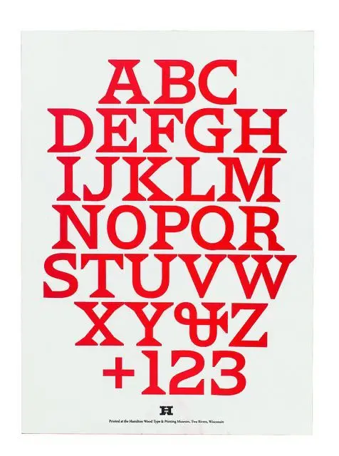 Red Wood-Type Alphabet Poster — Hamilton Wood Type Specimen