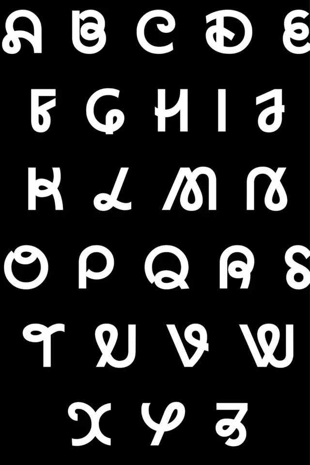 Monochrome glyph alphabet — experimental geometric type specimen