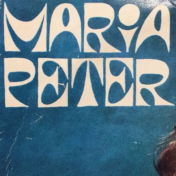 Retro album typography: bold white geometric 'MARIA PENER' on teal background