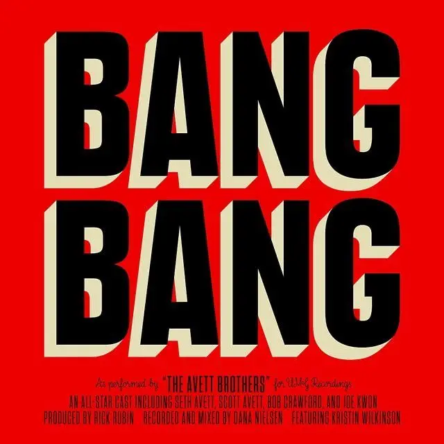 BANG BANG — bold red poster with 3D extruded typography
