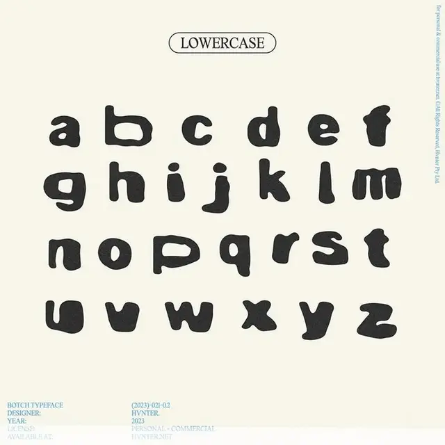 Hand‑drawn lowercase alphabet specimen poster — irregular charcoal letters on cream