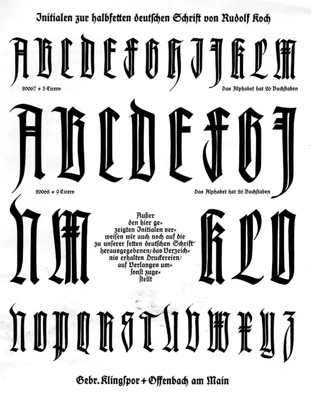 Initialen zur halbfetten deutschen Schrift — Rudolf Koch type specimen (Gebr. Klingspor)