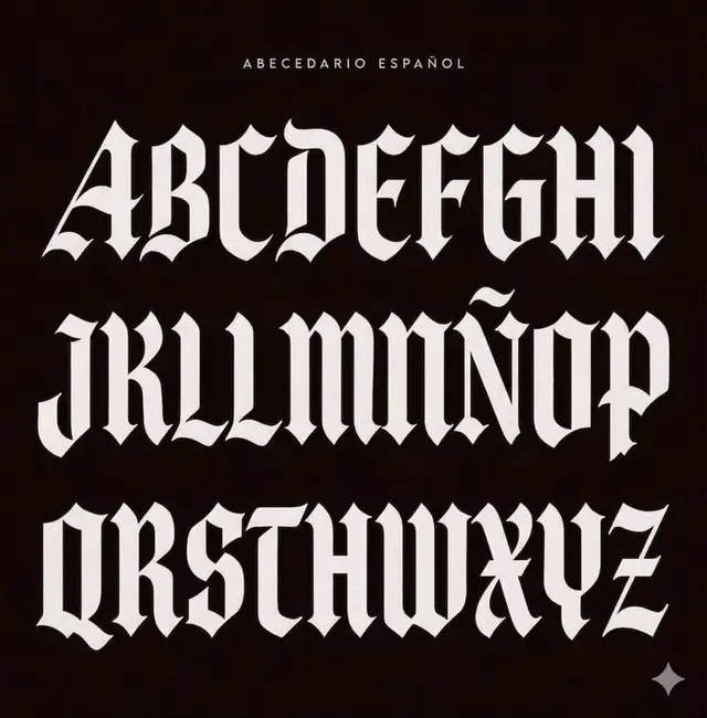 Blackletter / Gothic uppercase Spanish alphabet poster — ABECEDARIO ESPAÑOL