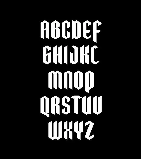 Geometric Blackletter Uppercase Alphabet Poster (A–Z)