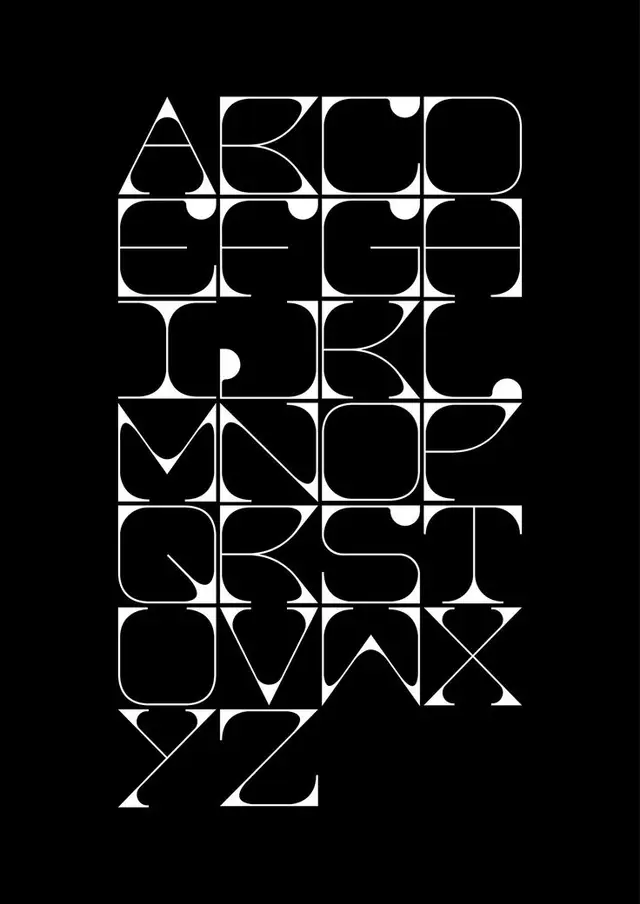 Modular Geometric Alphabet Poster — White on Black
