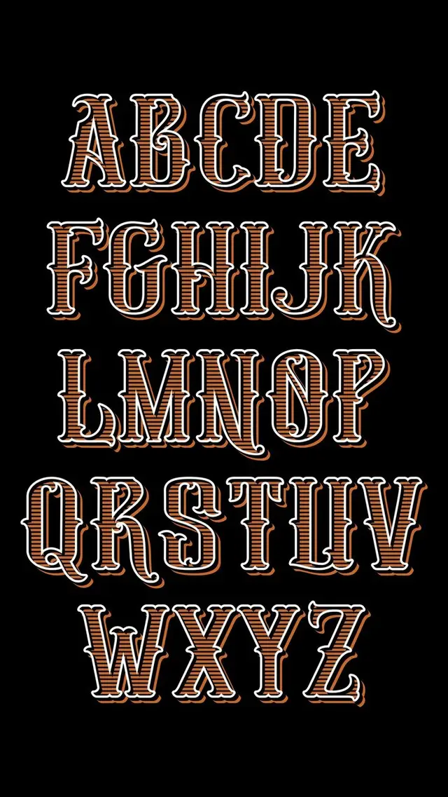 Striped Ornate Victorian Display Alphabet (A–Z)