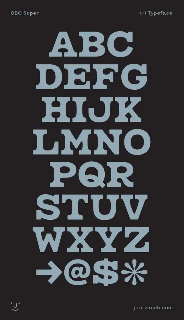 OBO Super — slab-serif display type specimen poster