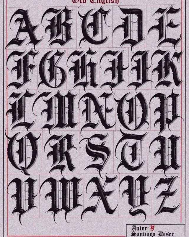 Old English / Blackletter Uppercase Alphabet Chart — Santiago Diser