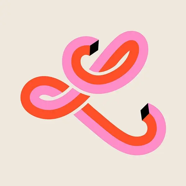 Looping 3D Ribbon Glyph — Pink & Red Minimal Vector