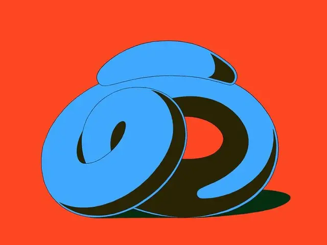 Cyan Torus Stack on Vivid Orange — Minimal Pop Art Illustration
