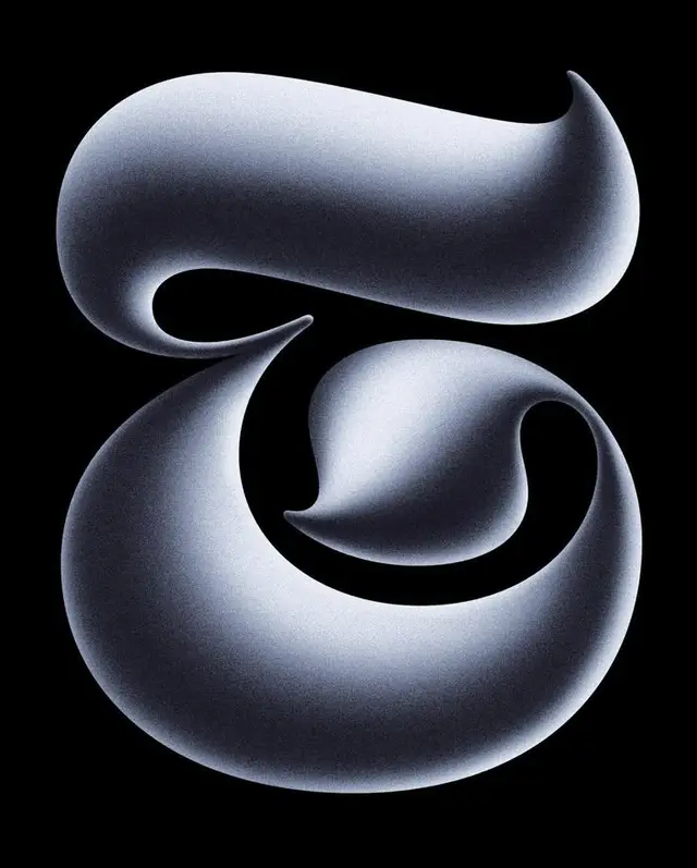 Sculpted Monochrome Typographic '5' — Airbrushed Gradient Glyph