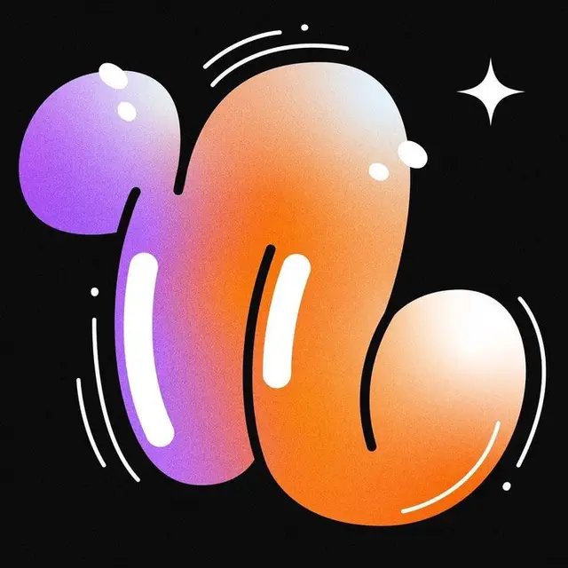 Glossy orange-to-purple bubble blobs on black background