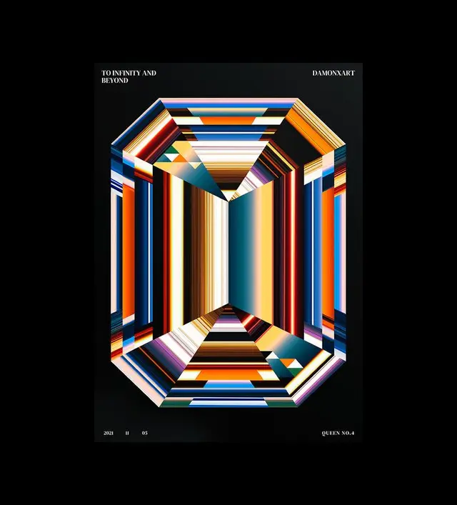 To Infinity and Beyond — DAMONXART geometric kaleidoscope poster (Queen No.4)