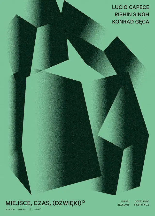 Miejsce, Czas, (Dźwięki) — mint-green geometric concert poster