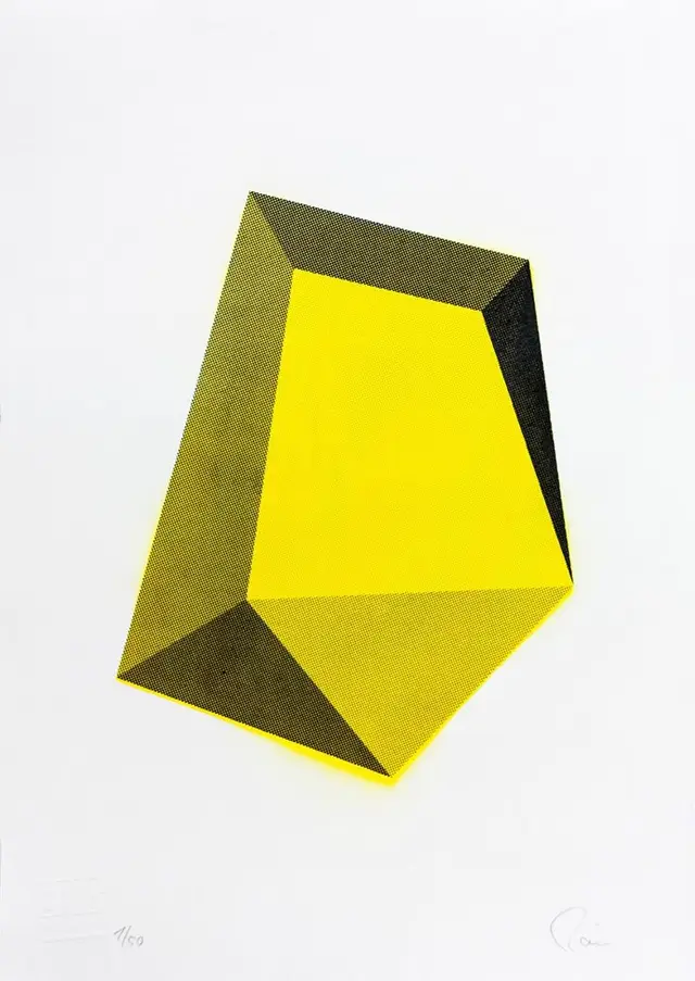 Yellow faceted geometric screenprint — editioned print